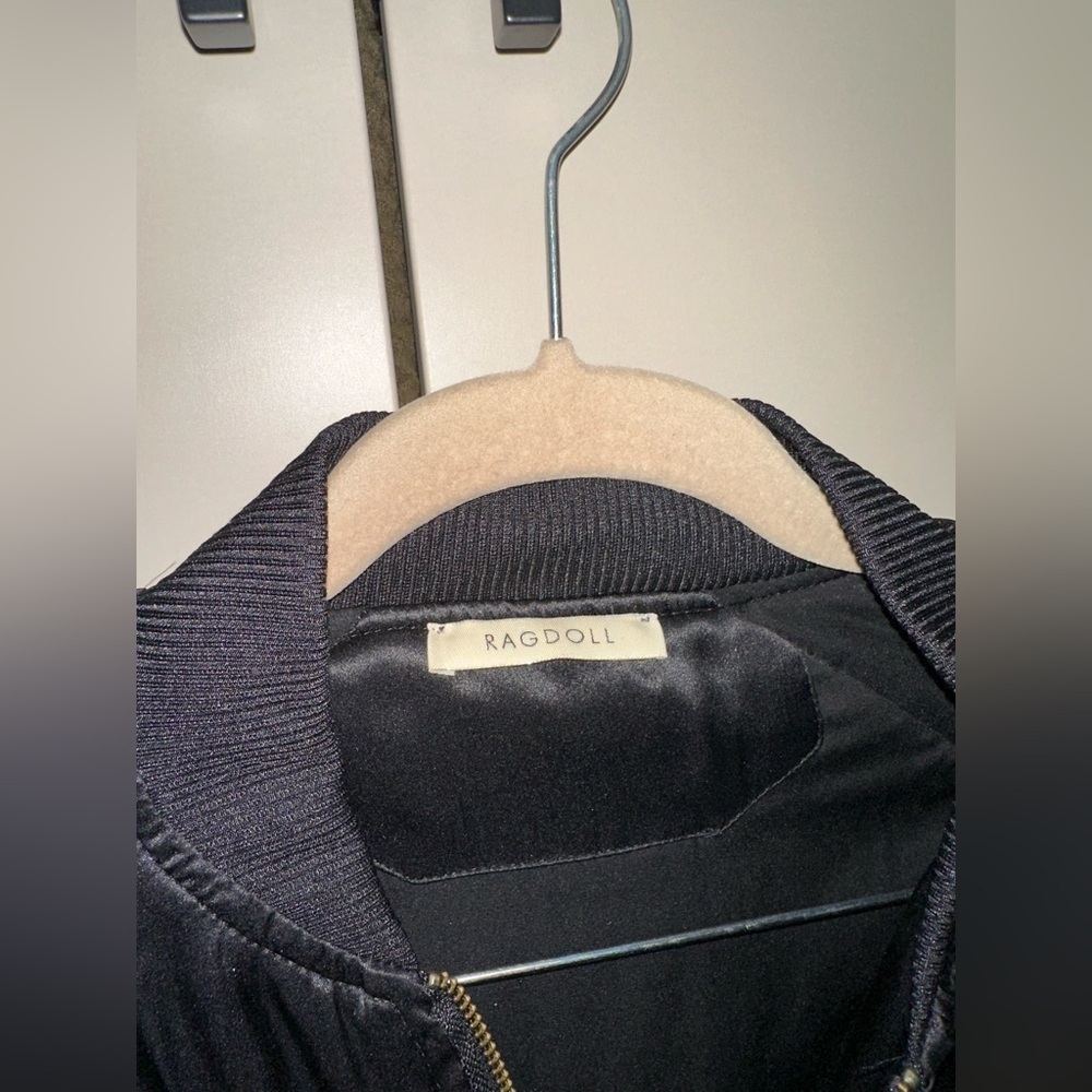 Ragdoll Black and Navy Silk Bomber Jacket Size Small - Picture 5 of 9